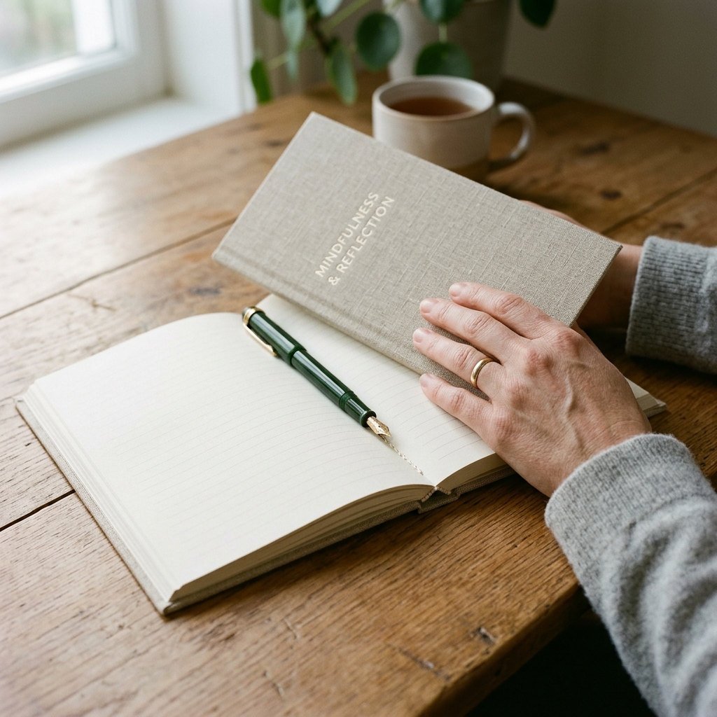Mindfulness journal and fountain pen